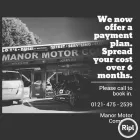 Business 91 image MANOR MOTOR COMPANY MOT Test Centres & Vehicle Inspection in Birmingham We